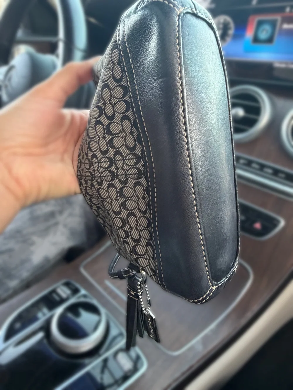 Vintage Y2K Kissing C’s monogram COACH Wristlet with Metallic Tag n Tassel